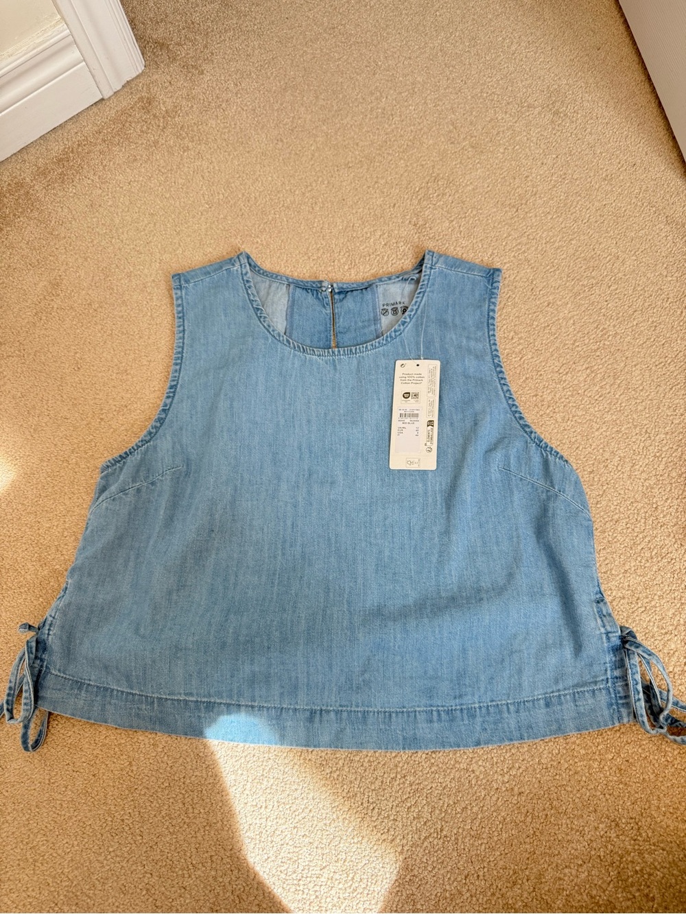 NWT Primark Light Blue Denim Tie-Side Tank Top - Women's
